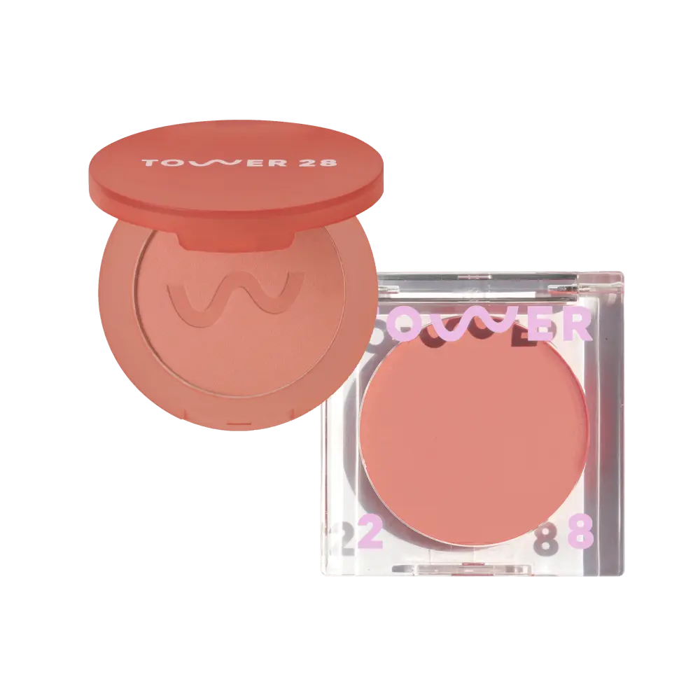 GetSet™ Matte Powder Blush in Long Beach Ice Tea and BeachPlease Cream Blush in Magic Hour [The Tower 28 Beauty Cheeky Duo in Earthy Cheeks]